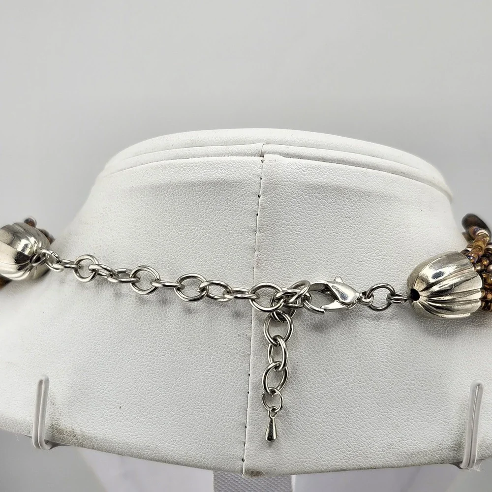 Brown Glass‎ Multistrand Bead Necklace